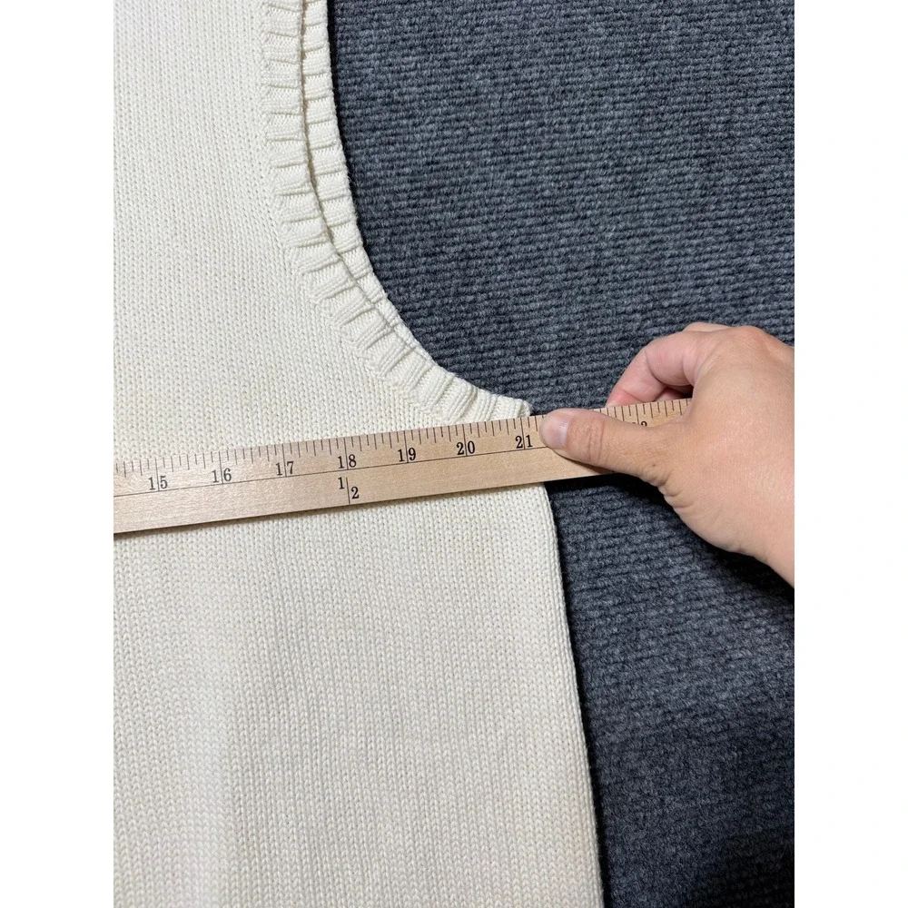 Polo Ralph Lauren Sweater Vest Mens Large Cream Excellent V-Neck Cotton Knit
